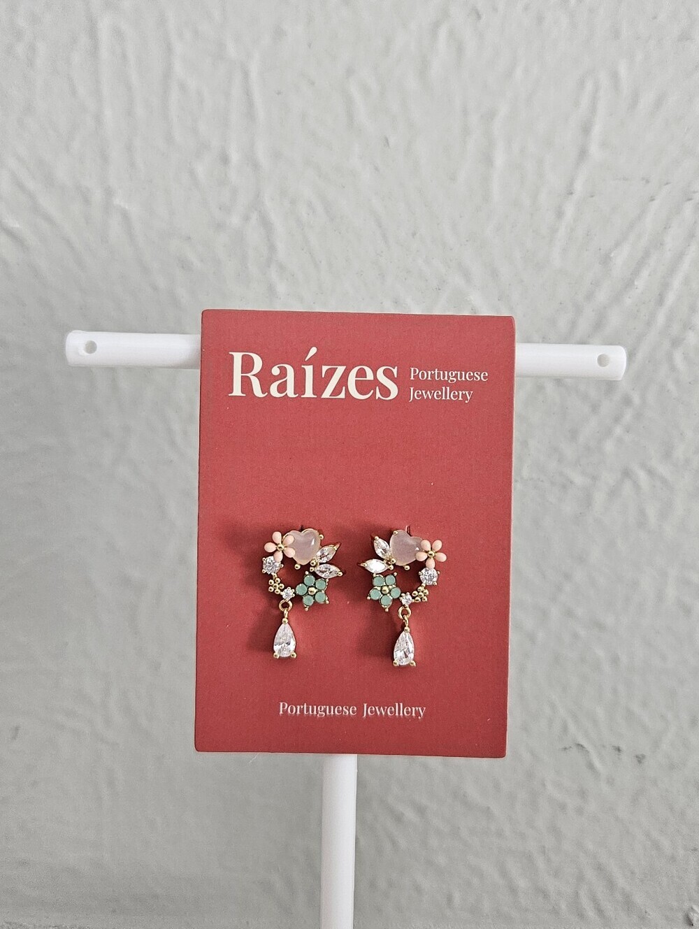 NWT Ráizes Portuguese Jewellery Dainty Floral Wreath Earrings With Teardrop - Picture 6 of 8